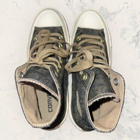 RARE Converse Camo Green Star CTAS Ripple Hi Top Lace Up Women’s Size 5 - Picture 6 of 8